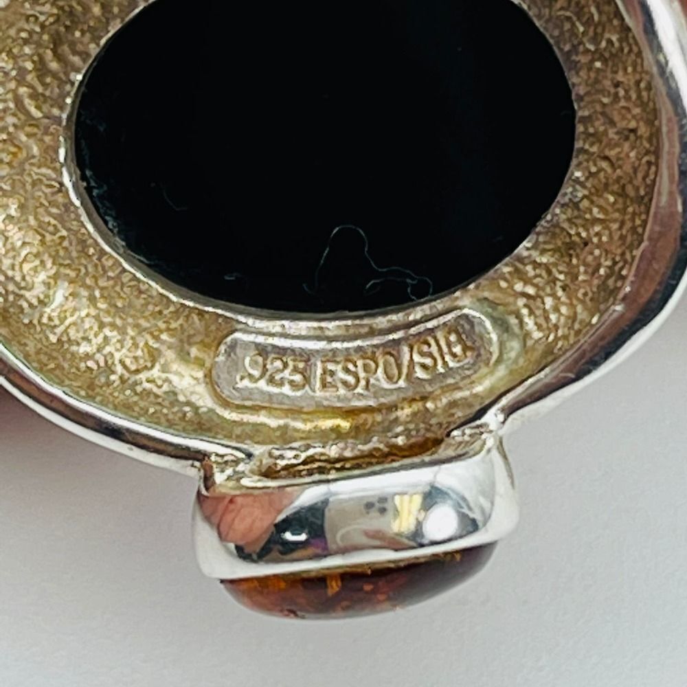 925 Sterling Silver Multi Strands Necklace Onyx & Amber Detachable Pendant - Picture 7 of 10